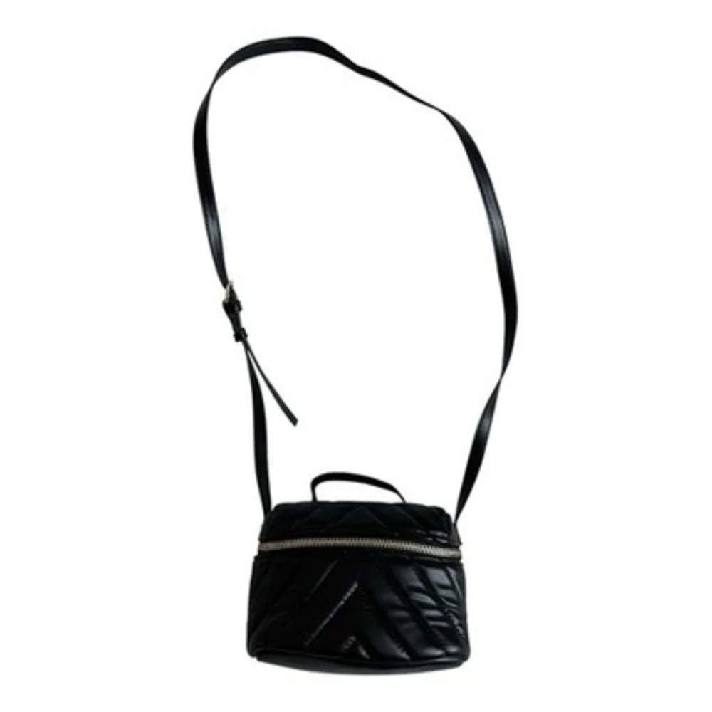 Zara Mini Quilted Leatherette Crossbody Bag Black Zipped Top 6.5x3x5 Adjustable